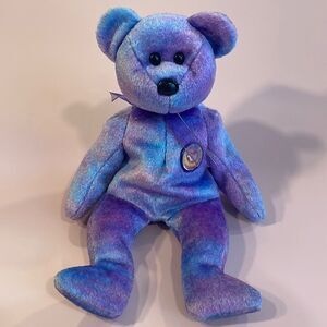 Original Ty Beanie Baby Clubby IV the Purple/Blue Bear Excellent Used Condition
